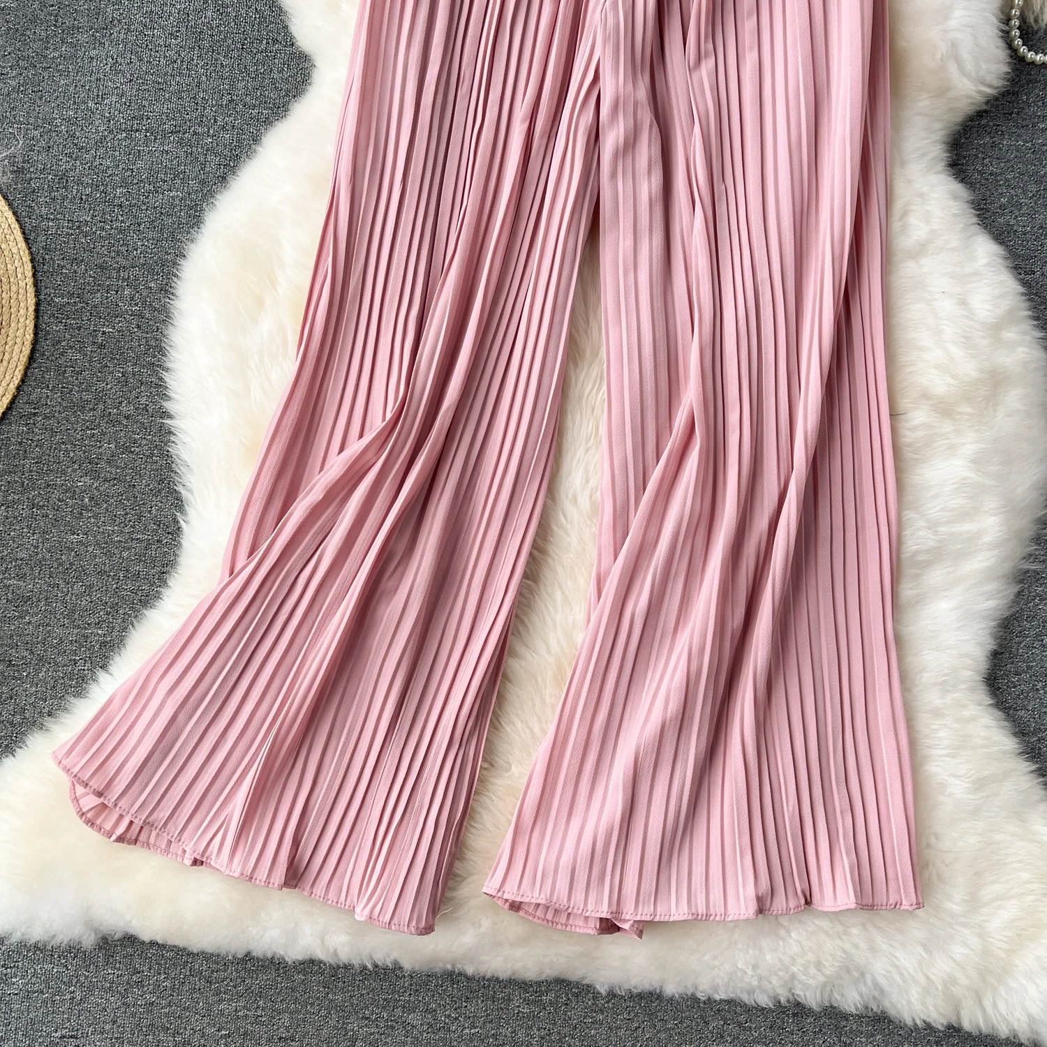 SINGREINY Bandage Basics Casual Pants Women Summer Oversize Draped Wide Legs Pants High Waist Solid Long Pleated Trousers