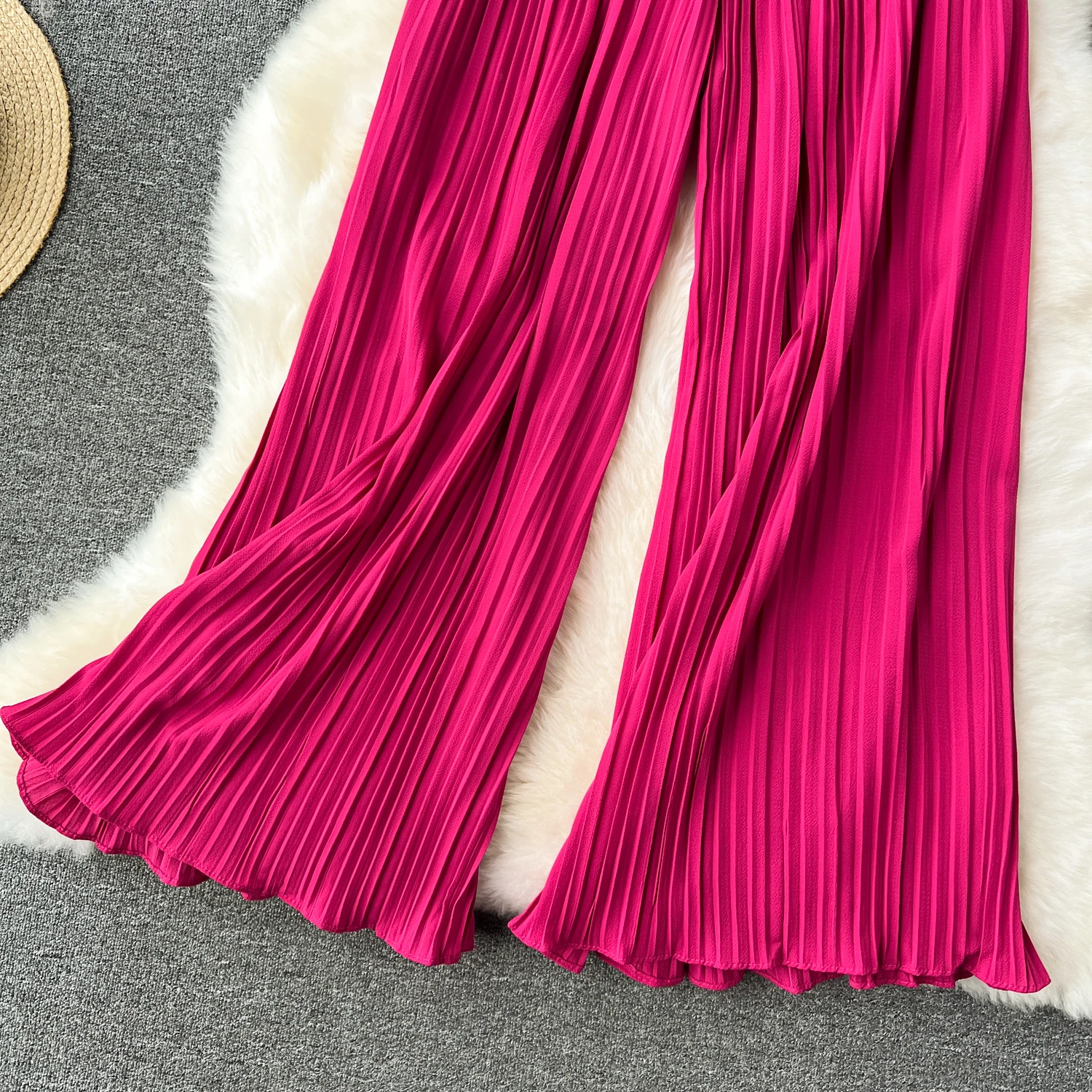 SINGREINY Bandage Basics Casual Pants Women Summer Oversize Draped Wide Legs Pants High Waist Solid Long Pleated Trousers