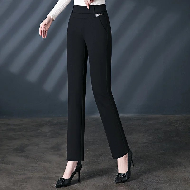 2026 New Women's Black Stretch Suit Pants, Fashion Purple Slim Trousers Green Brown Pantalones 27-34