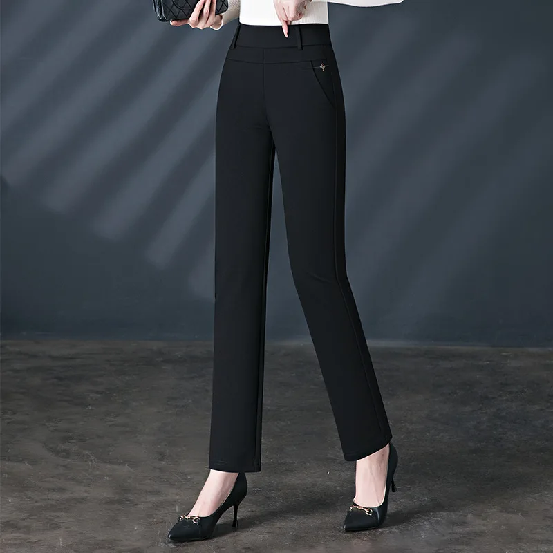 2026 New Women's Black Stretch Suit Pants, Fashion Purple Slim Trousers Green Brown Pantalones 27-34