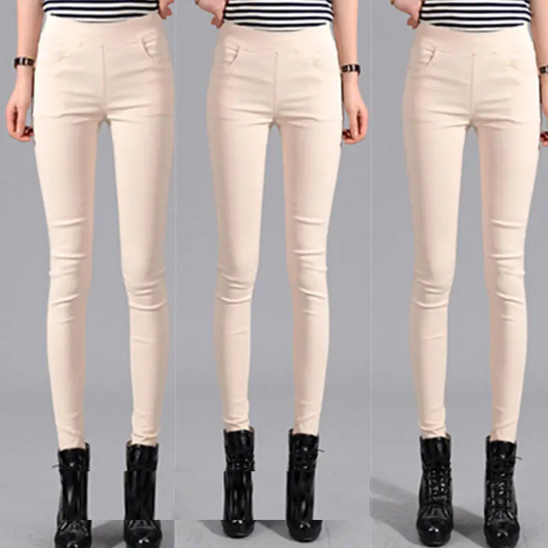 Woman Stretch Color Pants Girl High Stretchy Spring Pencil Trousers Straight Comfort Japan Good Stretch Skinny Fit