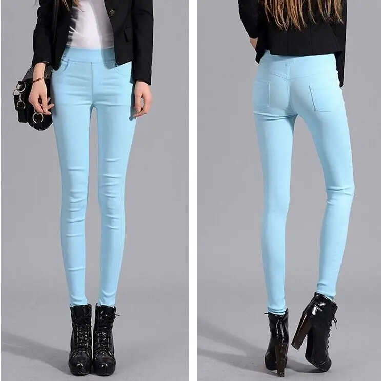 Woman Stretch Color Pants Girl High Stretchy Spring Pencil Trousers Straight Comfort Japan Good Stretch Skinny Fit