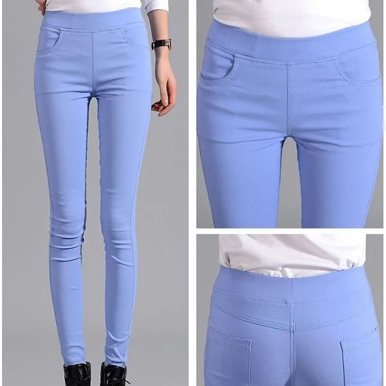 Woman Stretch Color Pants Girl High Stretchy Spring Pencil Trousers Straight Comfort Japan Good Stretch Skinny Fit
