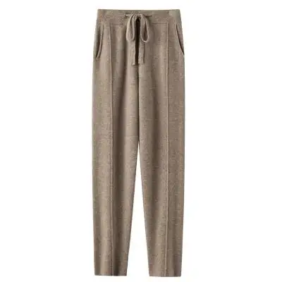 2024 Cashmere Pants Women's Wear Thin Harlan Pants Wool Knitted Radish Pants Autumn and Winter Loose Grandma