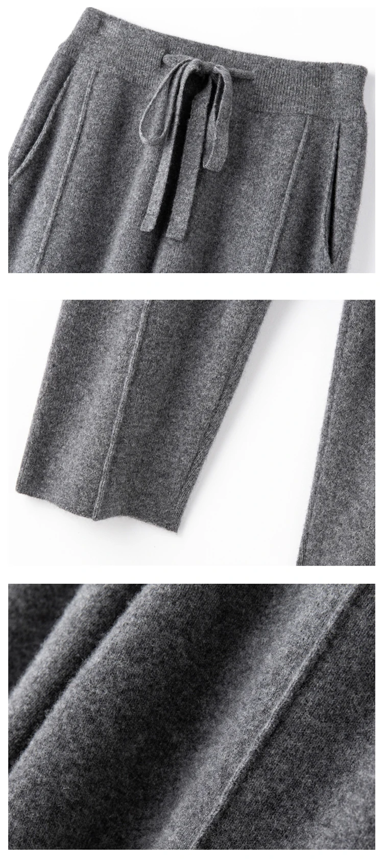 2024 Cashmere Pants Women's Wear Thin Harlan Pants Wool Knitted Radish Pants Autumn and Winter Loose Grandma