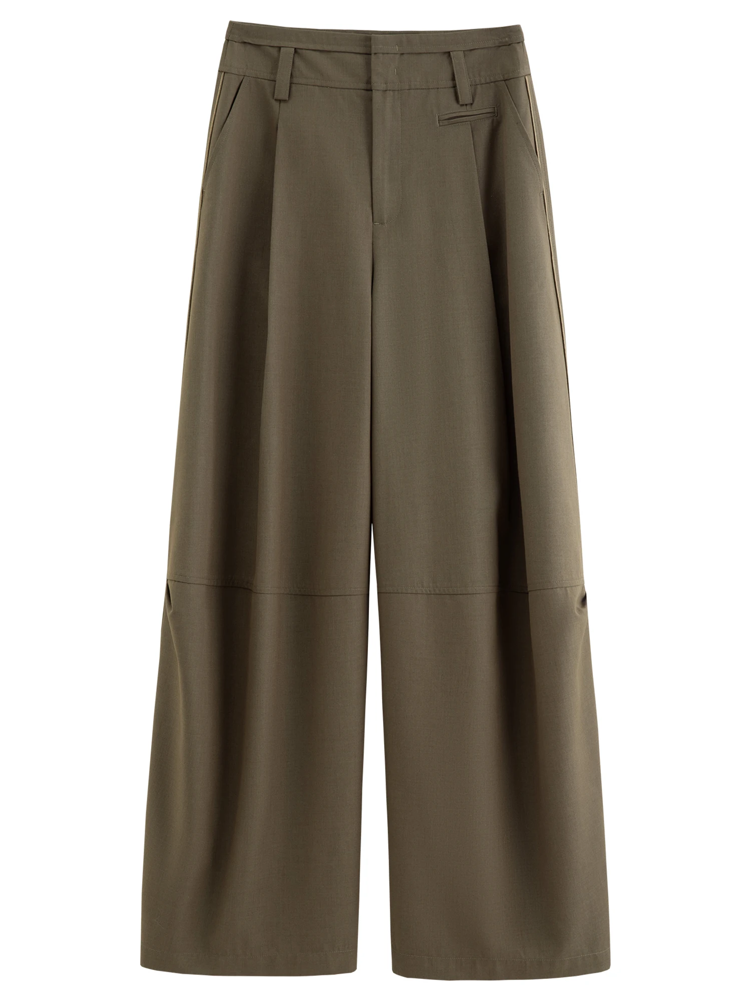 FSLE【Premium Series】2026 Fall Women's High-Waist Balloon Trousers, Wool-Blend Relaxed Straight Pants for Sculpted Office Style