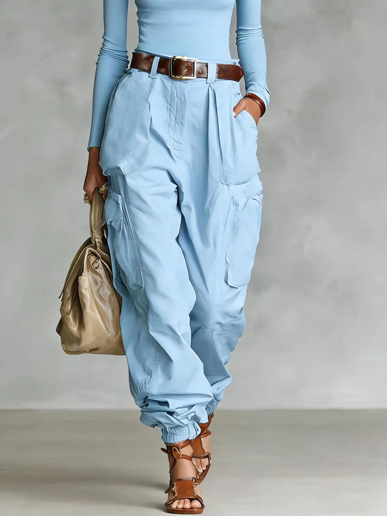 Pantalones De Mujer New High Waist Pocket Solid Color Overalls Women's Summer New Loose Casual Vacation Outdoor Sports Overalls