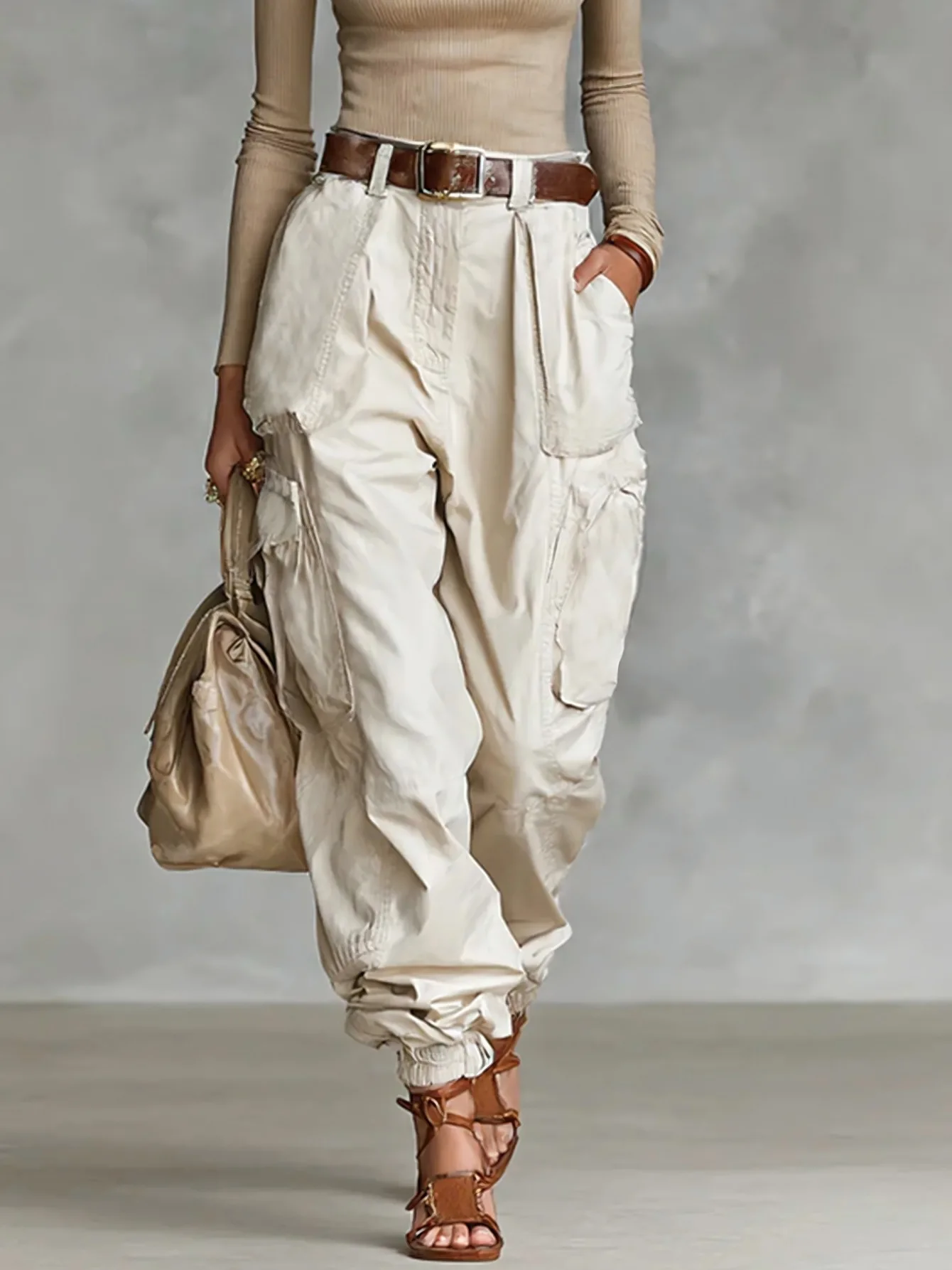 Pantalones De Mujer New High Waist Pocket Solid Color Overalls Women's Summer New Loose Casual Vacation Outdoor Sports Overalls
