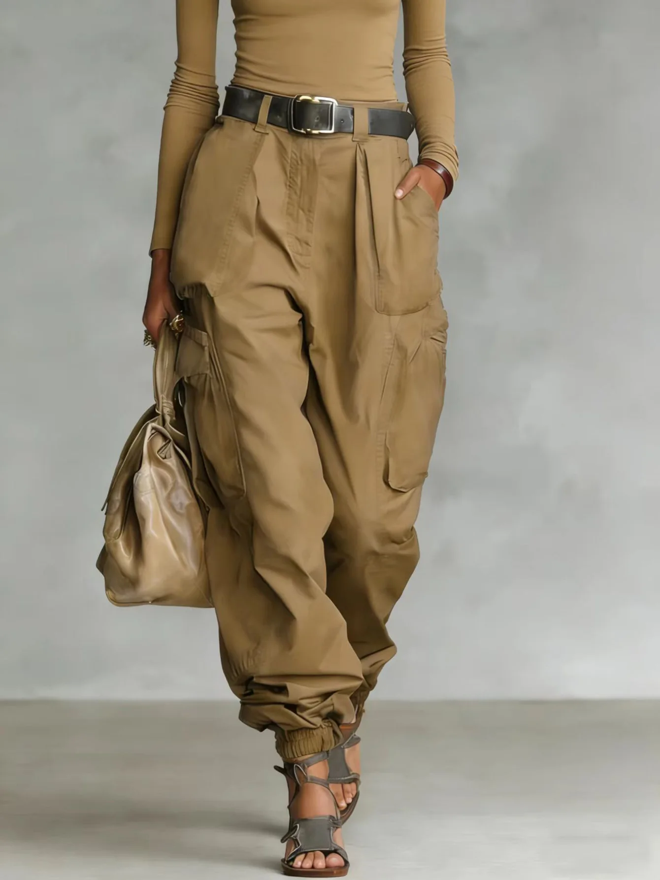 Pantalones De Mujer New High Waist Pocket Solid Color Overalls Women's Summer New Loose Casual Vacation Outdoor Sports Overalls