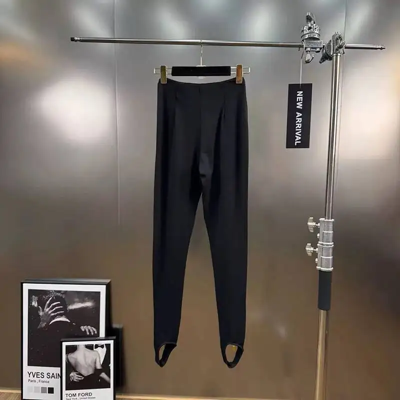 KUCLUT 2025 Autumn Winter New High Waist Slim Fit Long Zipper Design High-end Feel Leggings For Women Black Trousers 1A1434