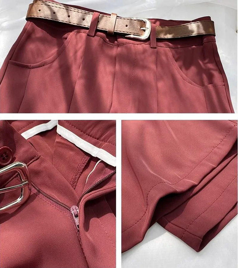 Korean High Waist Belt Wide Leg Pants Women Fall Fashion Solid Suit Trousers Harajuku Baggy Office Lady Casual Straight Pants