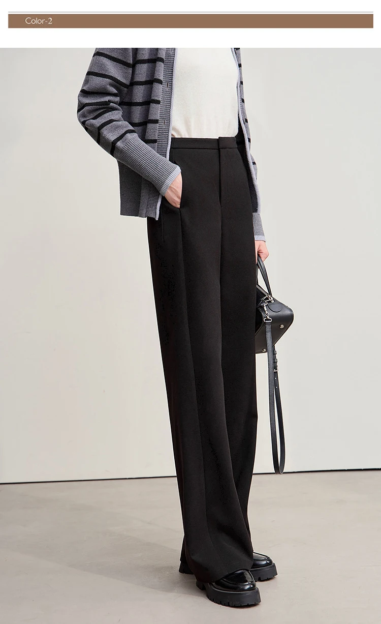 Amii Minimalist Women's Pants 2026 Winter New Commuter Knitting Straight Solid Versatile Wide-leg Casual Woman Trousers 12554063
