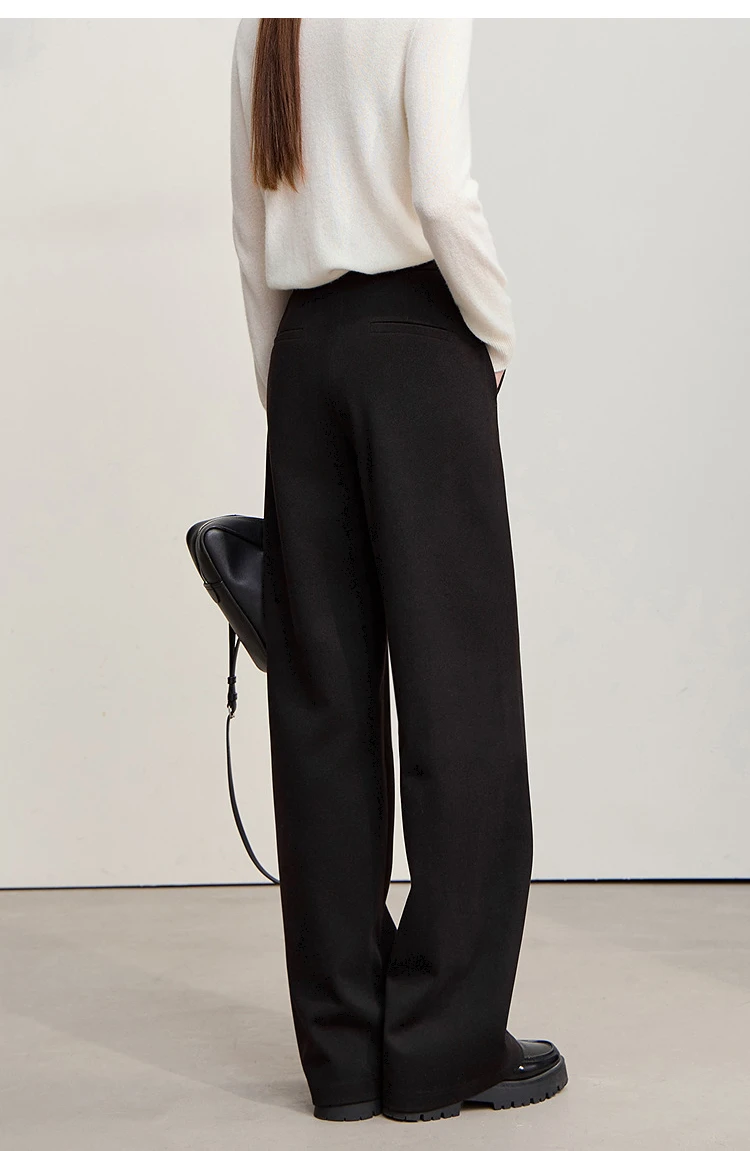 Amii Minimalist Women's Pants 2026 Winter New Commuter Knitting Straight Solid Versatile Wide-leg Casual Woman Trousers 12554063