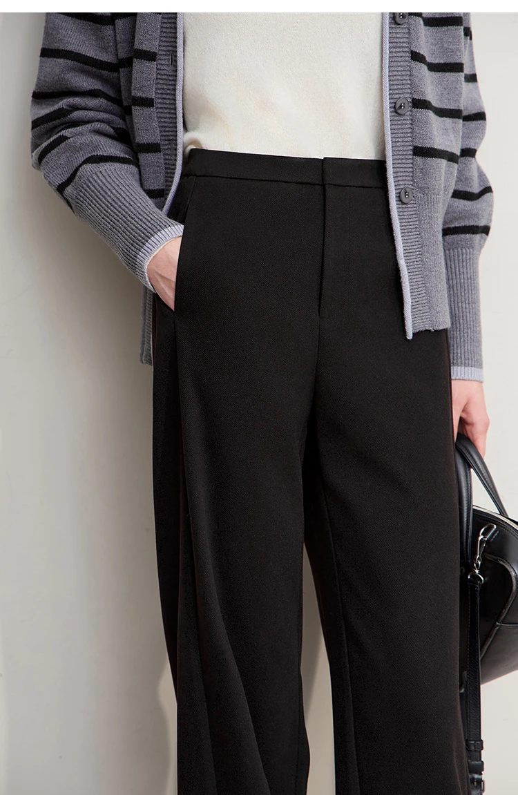 Amii Minimalist Women's Pants 2026 Winter New Commuter Knitting Straight Solid Versatile Wide-leg Casual Woman Trousers 12554063