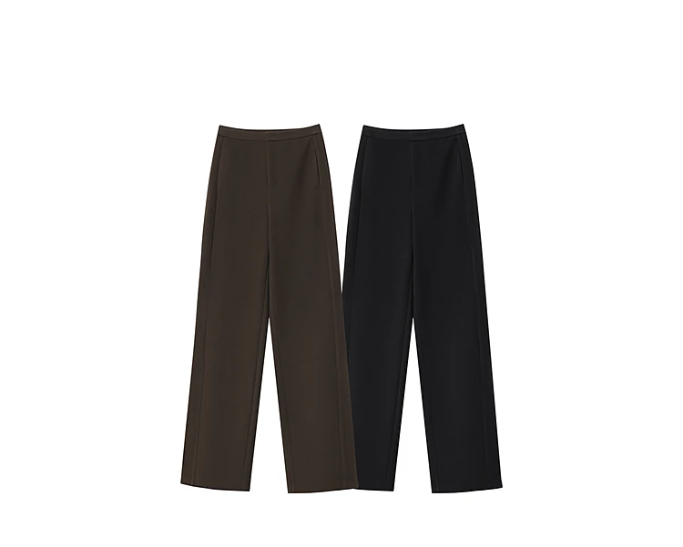 Amii Minimalist Women's Pants 2026 Winter New Commuter Knitting Straight Solid Versatile Wide-leg Casual Woman Trousers 12554063
