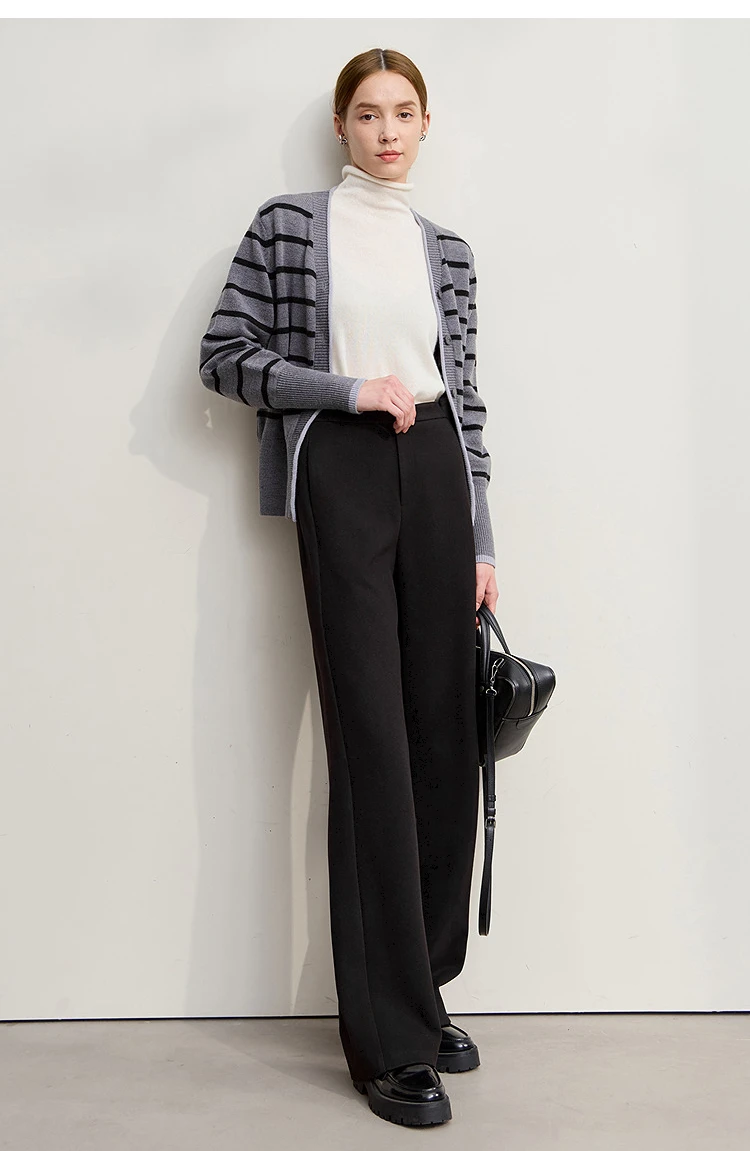 Amii Minimalist Women's Pants 2026 Winter New Commuter Knitting Straight Solid Versatile Wide-leg Casual Woman Trousers 12554063