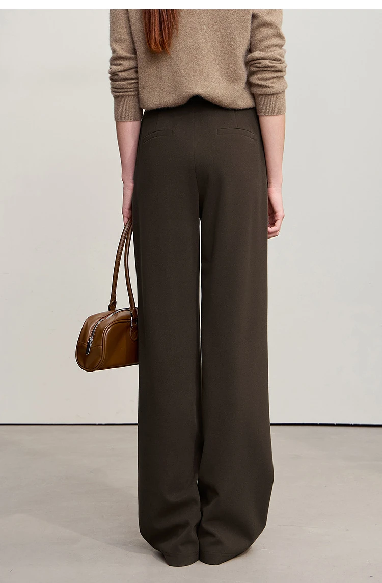 Amii Minimalist Women's Pants 2026 Winter New Commuter Knitting Straight Solid Versatile Wide-leg Casual Woman Trousers 12554063