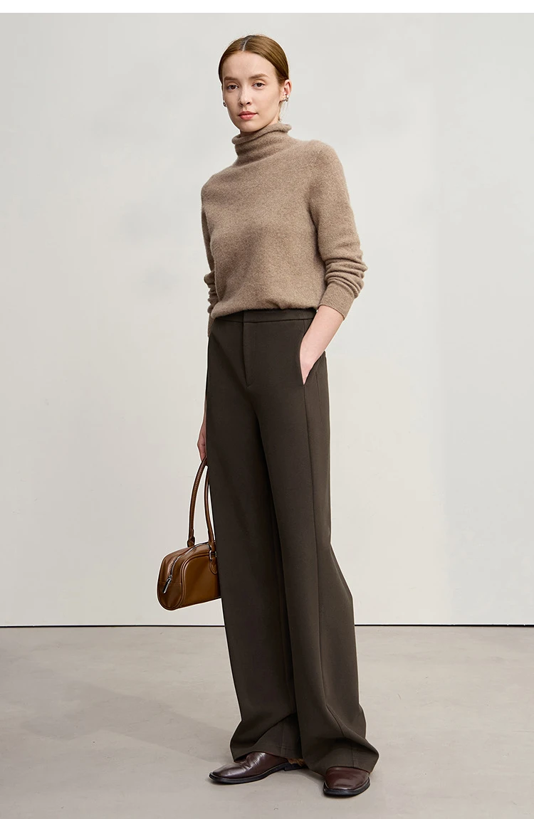 Amii Minimalist Women's Pants 2026 Winter New Commuter Knitting Straight Solid Versatile Wide-leg Casual Woman Trousers 12554063