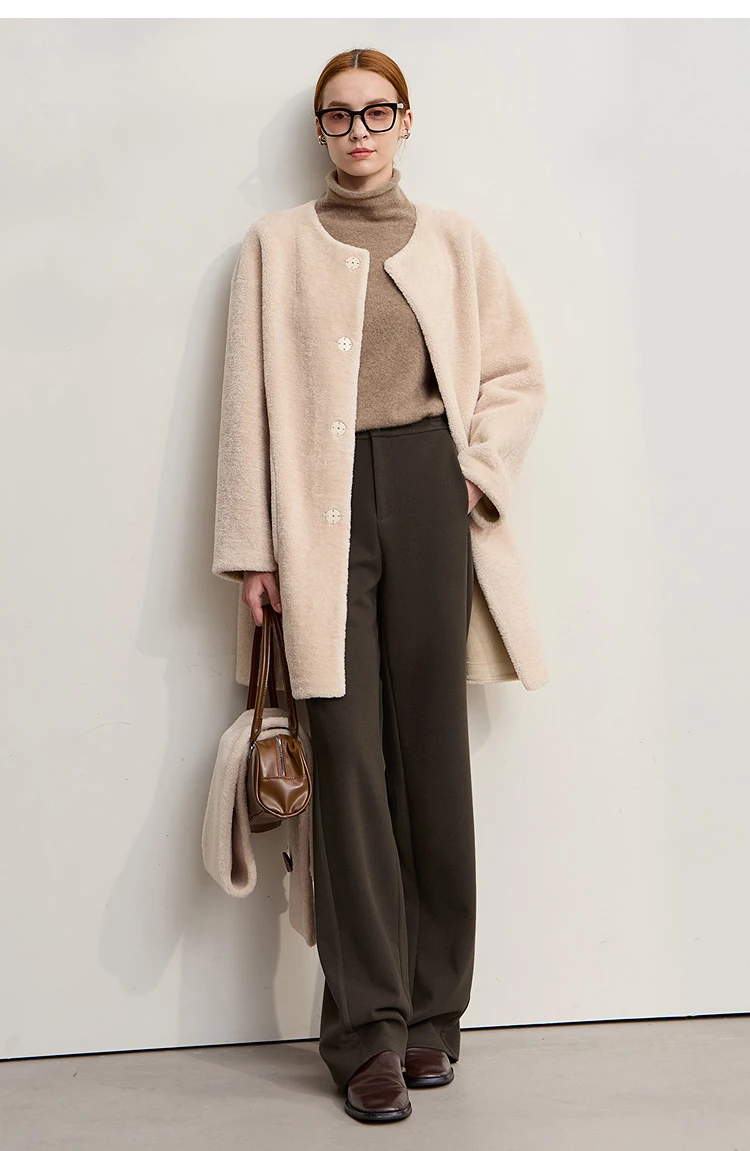Amii Minimalist Women's Pants 2026 Winter New Commuter Knitting Straight Solid Versatile Wide-leg Casual Woman Trousers 12554063