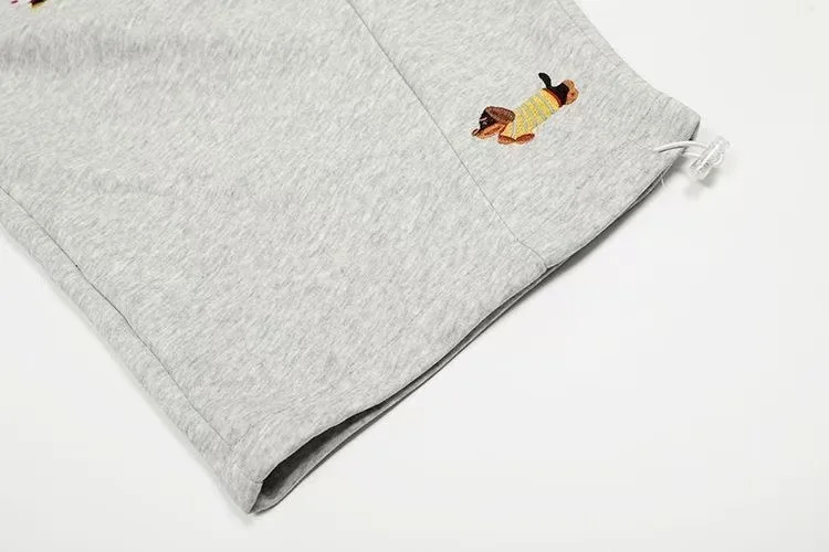 Unisex Men Women Western Style Straight Leg Trousers Cute Dog Embroidery Loose Wide Leg Soft Breathable Spring Autumn Daily Hip