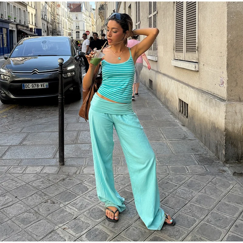 Elastic Waist Wide-leg Long Pants Women's Loose Stretch Fabric Trousers 2026 New Ladies Summer Casual Daily Street Outfit