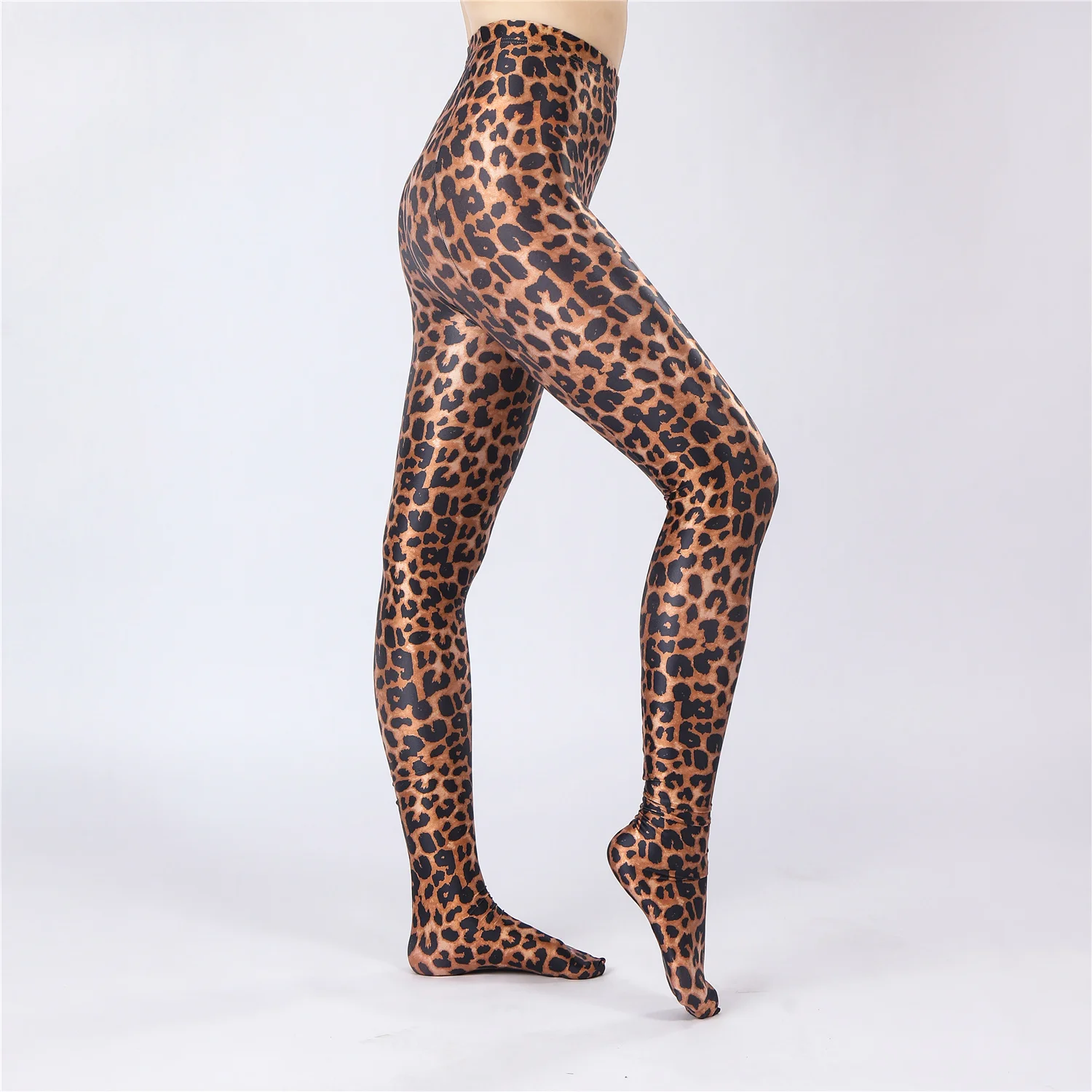 Sexy Women Oil Gloosy Shiny Pencil Pant Leopard Full Leggings Stain Smooth Elastic Sexy Yoga Pants Candy Color Plus Size