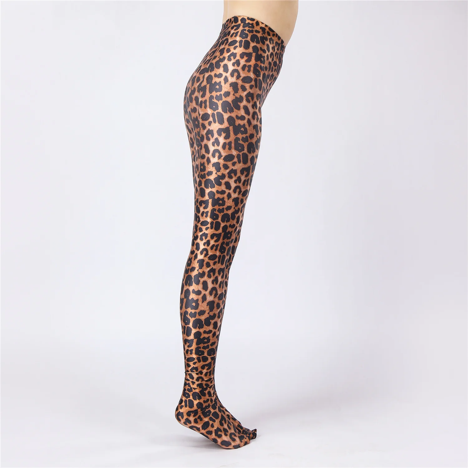 Sexy Women Oil Gloosy Shiny Pencil Pant Leopard Full Leggings Stain Smooth Elastic Sexy Yoga Pants Candy Color Plus Size