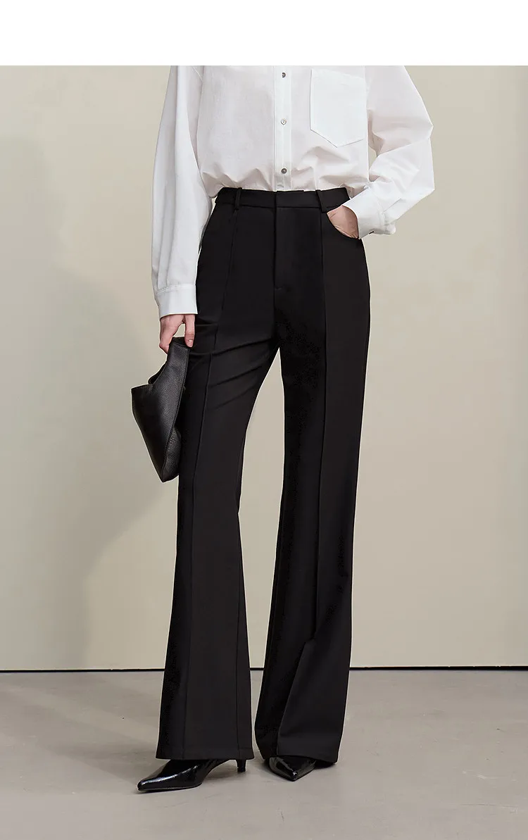 Amii Women's Pants 2026 Autumn New Commuter Versatile Toothpick Pleated Flared Trousers Solid Color Casual Women Pants 12621050