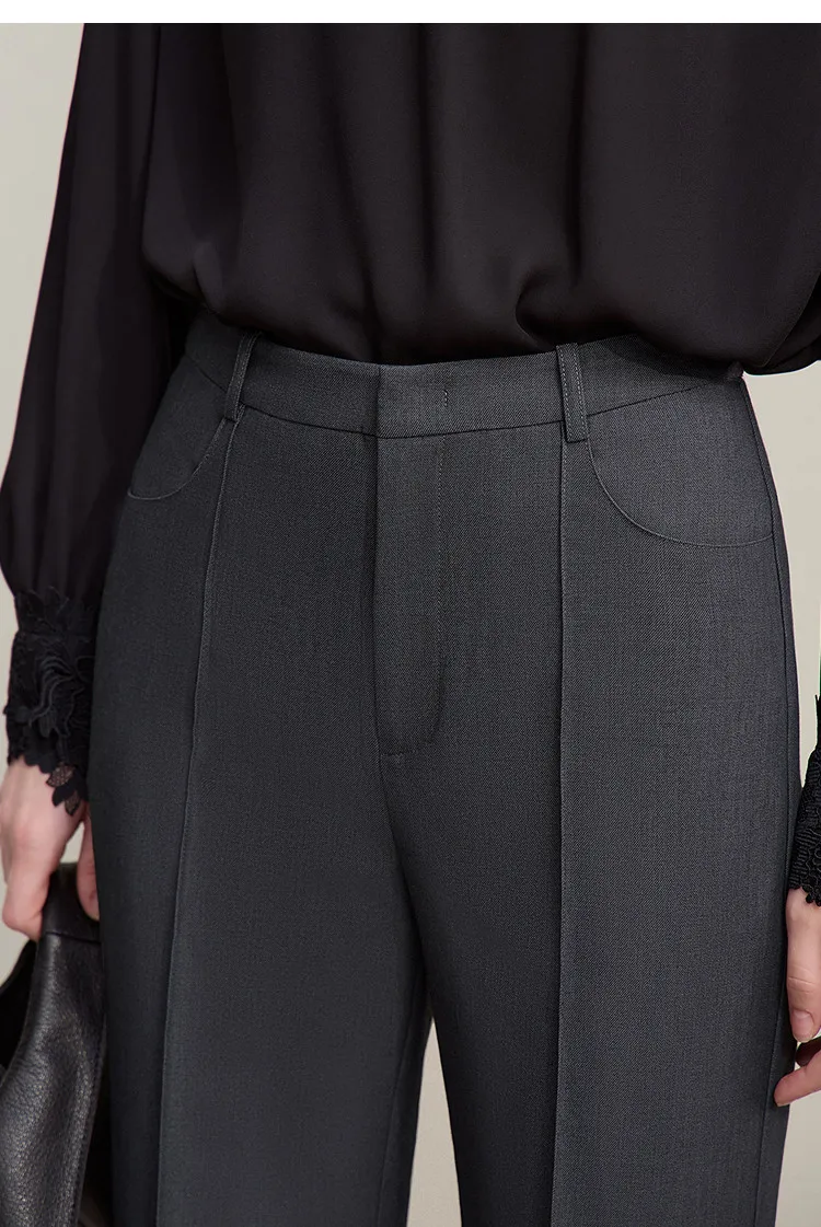 Amii Women's Pants 2026 Autumn New Commuter Versatile Toothpick Pleated Flared Trousers Solid Color Casual Women Pants 12621050