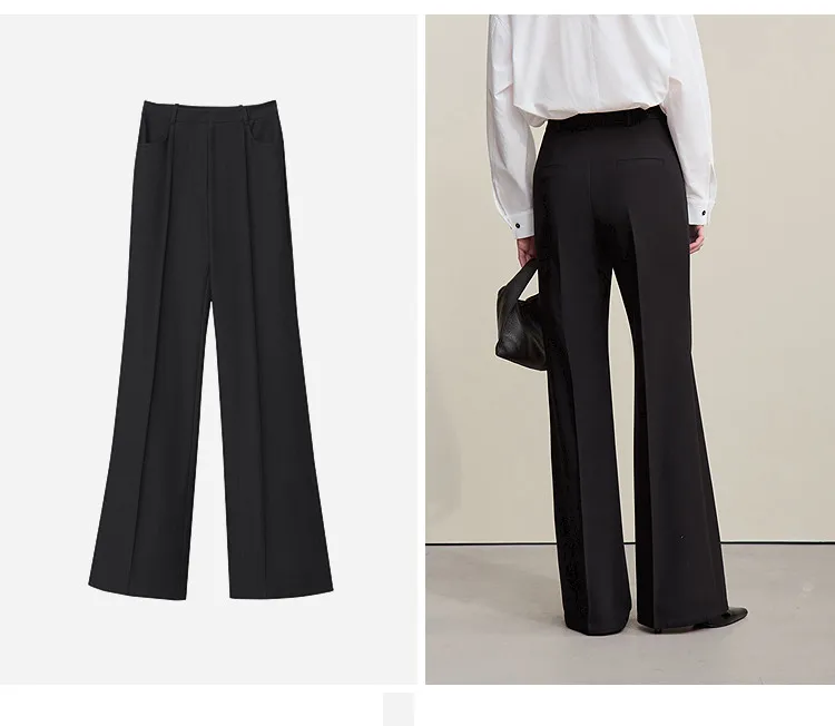 Amii Women's Pants 2026 Autumn New Commuter Versatile Toothpick Pleated Flared Trousers Solid Color Casual Women Pants 12621050