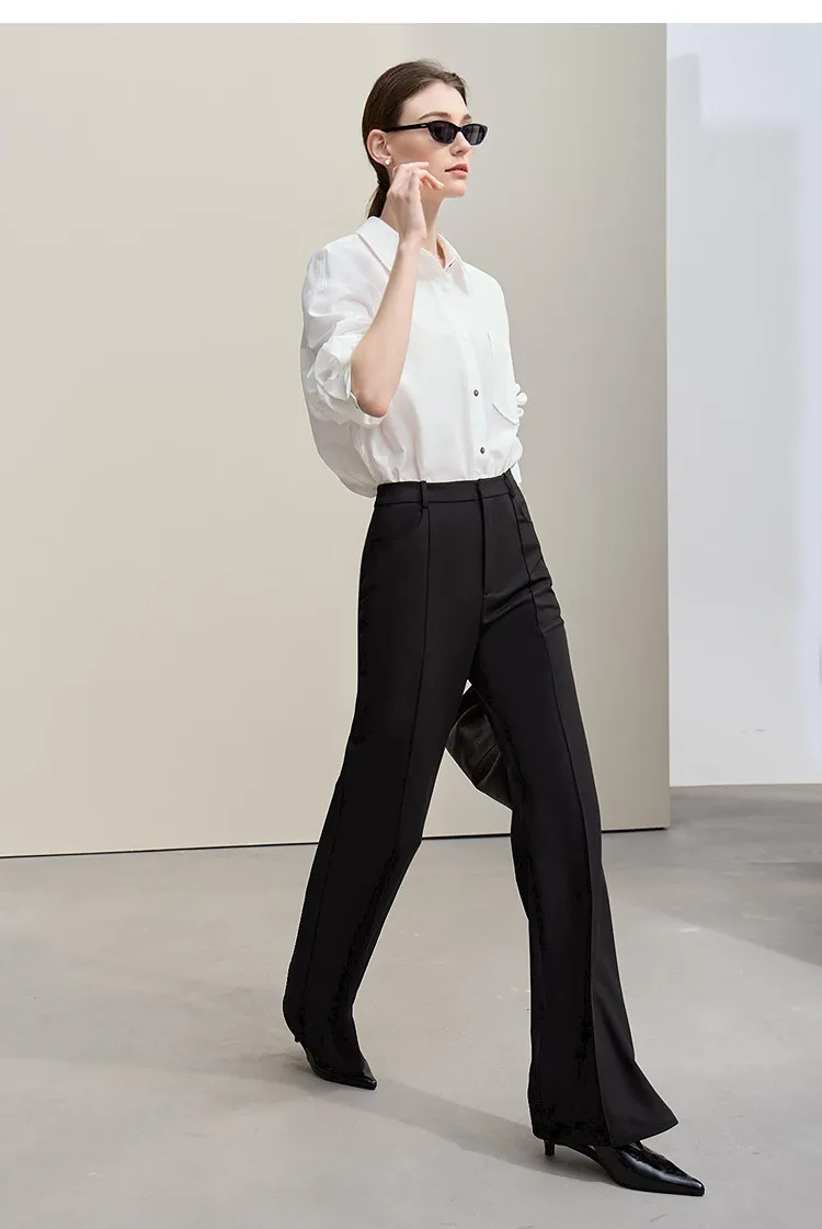 Amii Women's Pants 2026 Autumn New Commuter Versatile Toothpick Pleated Flared Trousers Solid Color Casual Women Pants 12621050