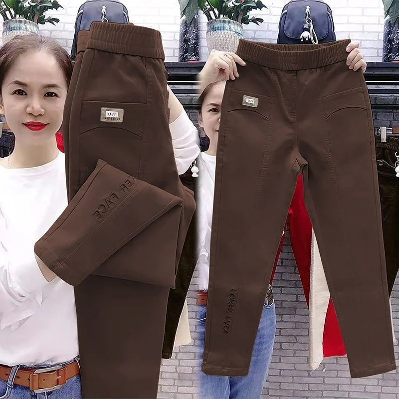 Loose 5XL Embroidered letter Women Pants 2023 New Spring Autumn Casual Pants Women's Fashion Versatile Straight Harun Pants
