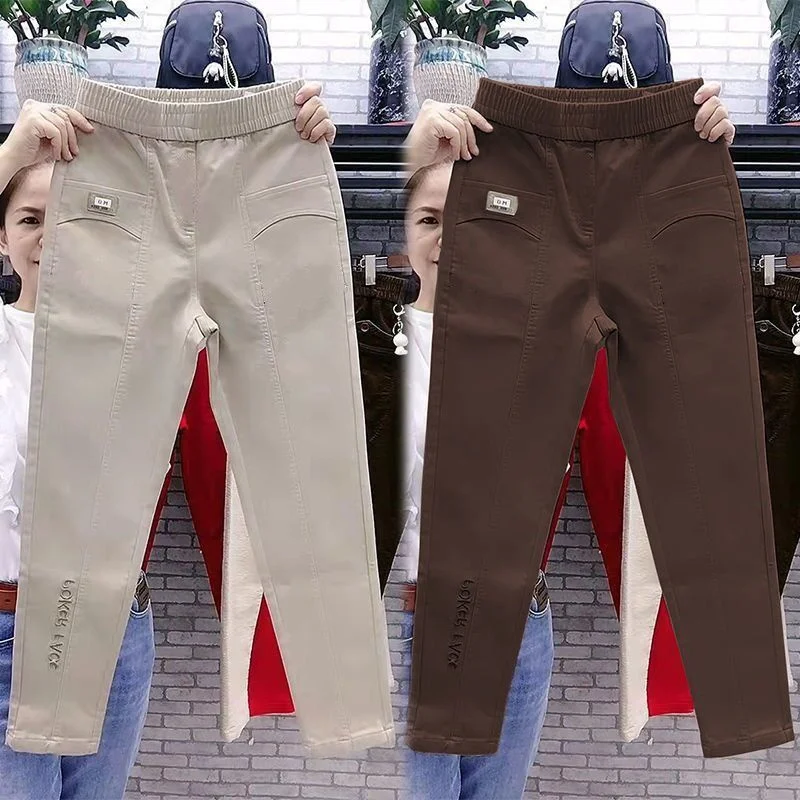Loose 5XL Embroidered letter Women Pants 2023 New Spring Autumn Casual Pants Women's Fashion Versatile Straight Harun Pants
