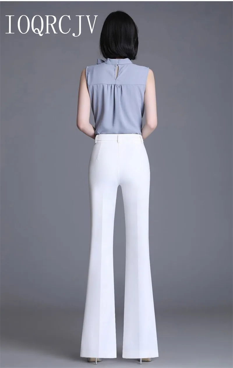 Classic Slim White Flare Pants For Women 2025 Summer Thin Bell Bottom Pantalones High Waist Office Lady Suit Trousers Black 5XL