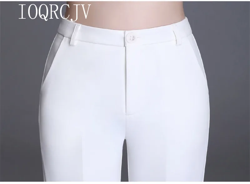 Classic Slim White Flare Pants For Women 2025 Summer Thin Bell Bottom Pantalones High Waist Office Lady Suit Trousers Black 5XL