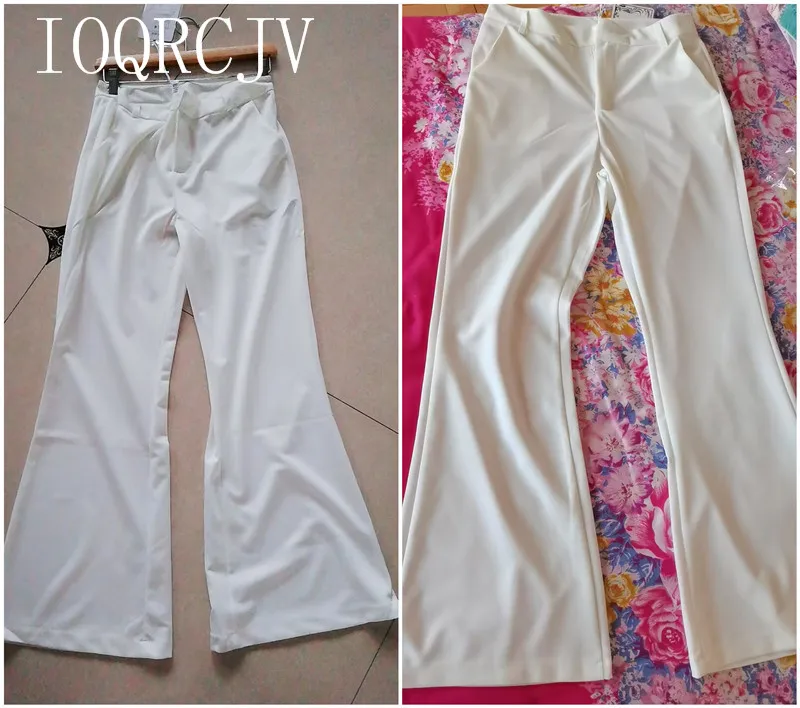 Classic Slim White Flare Pants For Women 2025 Summer Thin Bell Bottom Pantalones High Waist Office Lady Suit Trousers Black 5XL