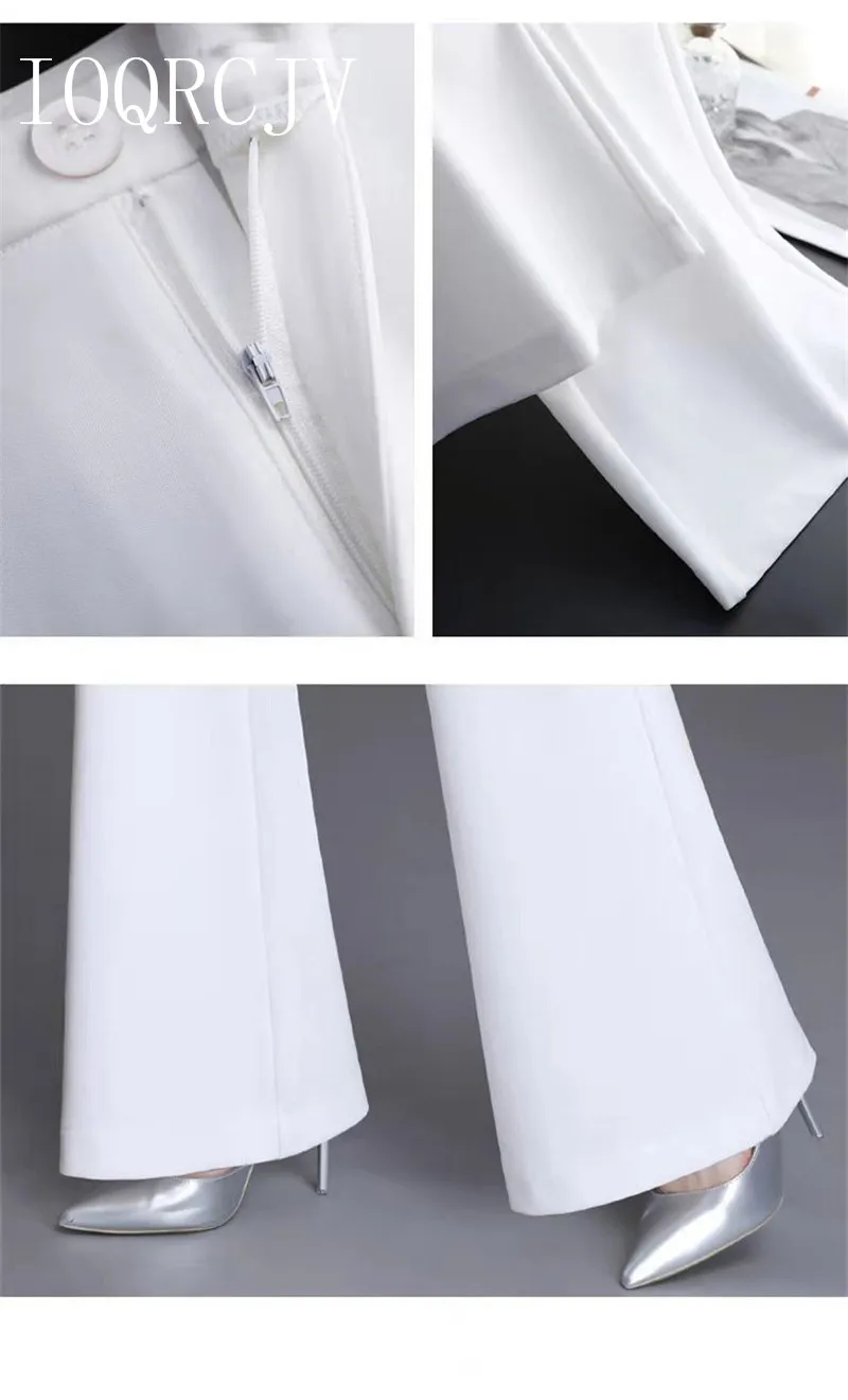 Classic Slim White Flare Pants For Women 2025 Summer Thin Bell Bottom Pantalones High Waist Office Lady Suit Trousers Black 5XL