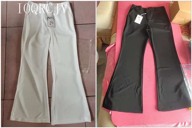 Classic Slim White Flare Pants For Women 2025 Summer Thin Bell Bottom Pantalones High Waist Office Lady Suit Trousers Black 5XL