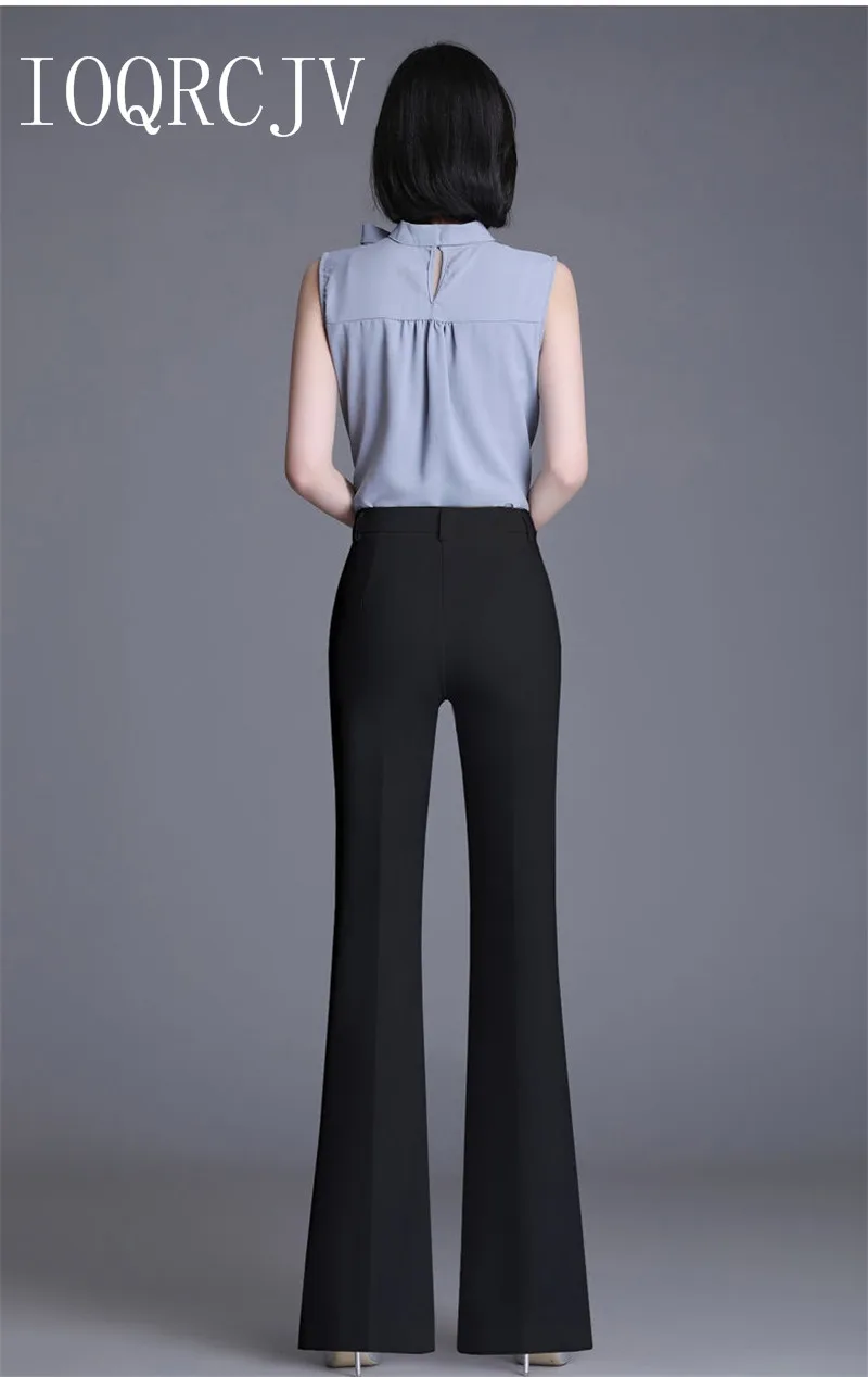 Classic Slim White Flare Pants For Women 2025 Summer Thin Bell Bottom Pantalones High Waist Office Lady Suit Trousers Black 5XL