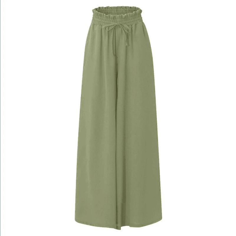 Spring Summer Loose Pants Women Elastic High Waist Wide Leg Pants For Women Casual Loose Trousers Black Blue