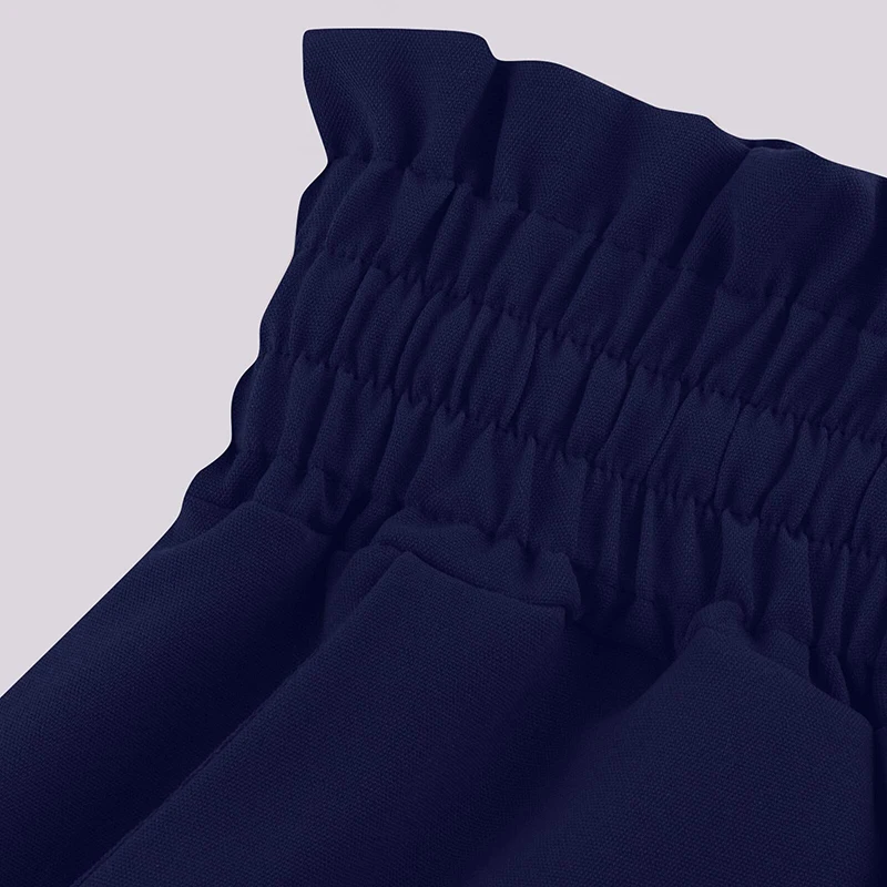 Spring Summer Loose Pants Women Elastic High Waist Wide Leg Pants For Women Casual Loose Trousers Black Blue