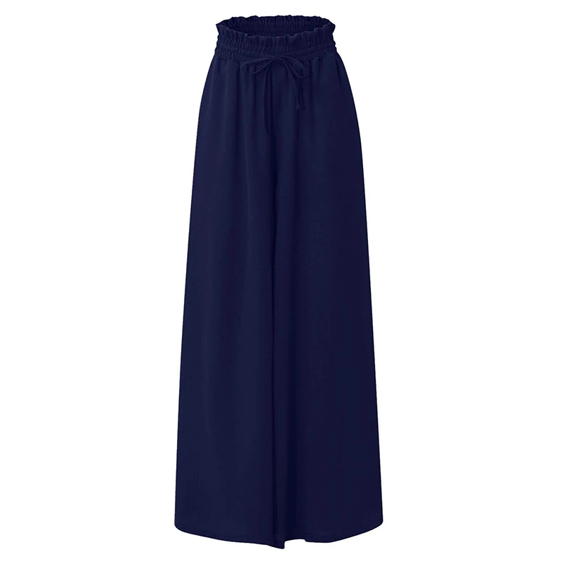 Spring Summer Loose Pants Women Elastic High Waist Wide Leg Pants For Women Casual Loose Trousers Black Blue