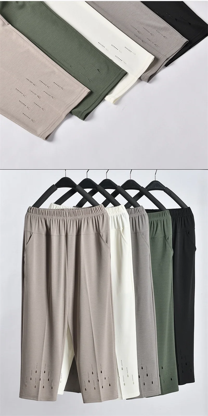 2026 New Women Summer Pants Elastic High Waist Casual Pants Middle aged Mom Pants Large Size Ice Silk Straight Pants Female 8XL