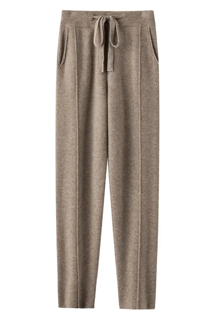 Cashmere Sweatpants Women Autumn Winter 2023 New Fashion High Waisted Drawstring Pants Casual Knitted Harem Pants