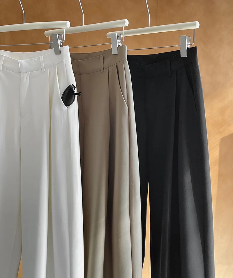 2025 Women Spring Fashion Big Wide Leg Pants High Waist Pleated Design Fashion Clothes Pants Female Trousers