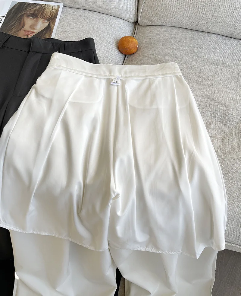 2025 Women Spring Fashion Big Wide Leg Pants High Waist Pleated Design Fashion Clothes Pants Female Trousers