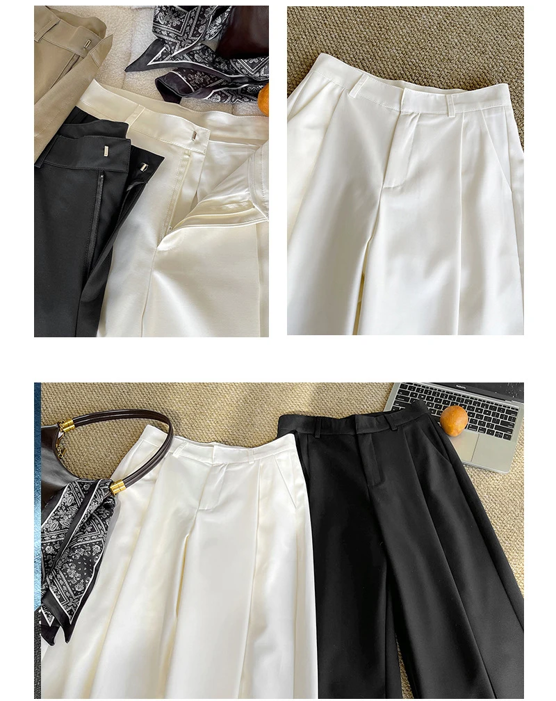 2025 Women Spring Fashion Big Wide Leg Pants High Waist Pleated Design Fashion Clothes Pants Female Trousers
