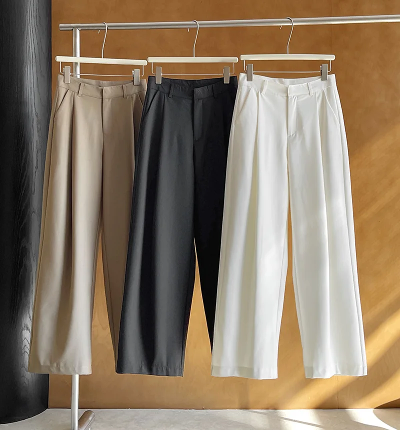 2025 Women Spring Fashion Big Wide Leg Pants High Waist Pleated Design Fashion Clothes Pants Female Trousers