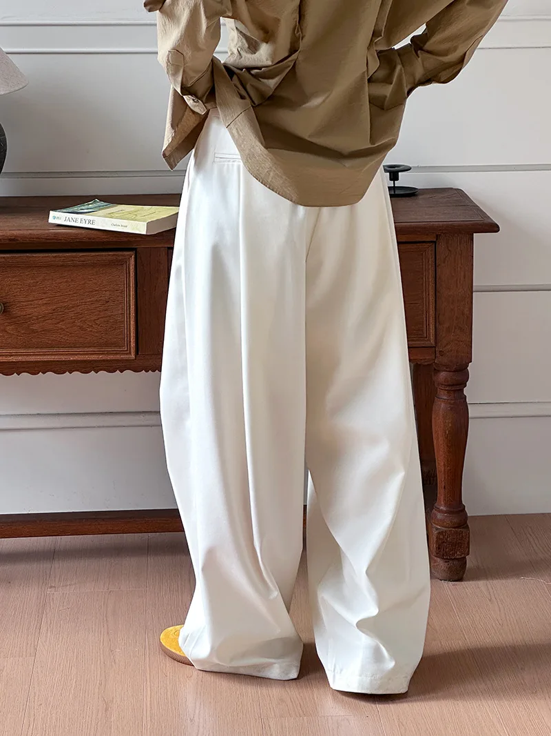 2025 Women Spring Fashion Big Wide Leg Pants High Waist Pleated Design Fashion Clothes Pants Female Trousers