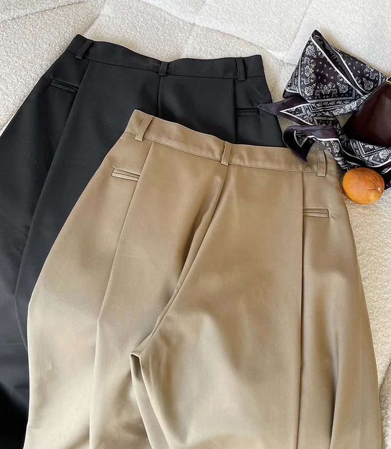2025 Women Spring Fashion Big Wide Leg Pants High Waist Pleated Design Fashion Clothes Pants Female Trousers